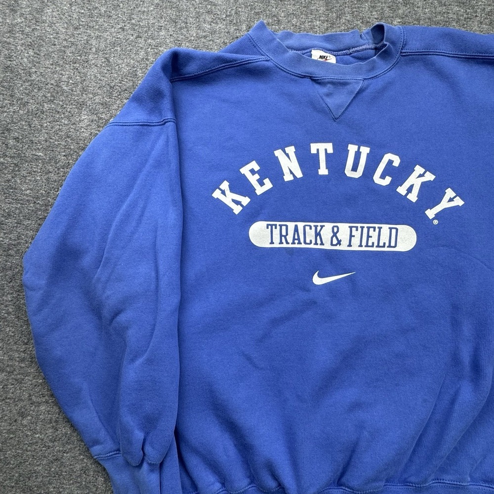 Nike Center Swoosh Kentucky Wildcats Track‎ Blue Sweatshirt Mens XL Crewneck Vtg